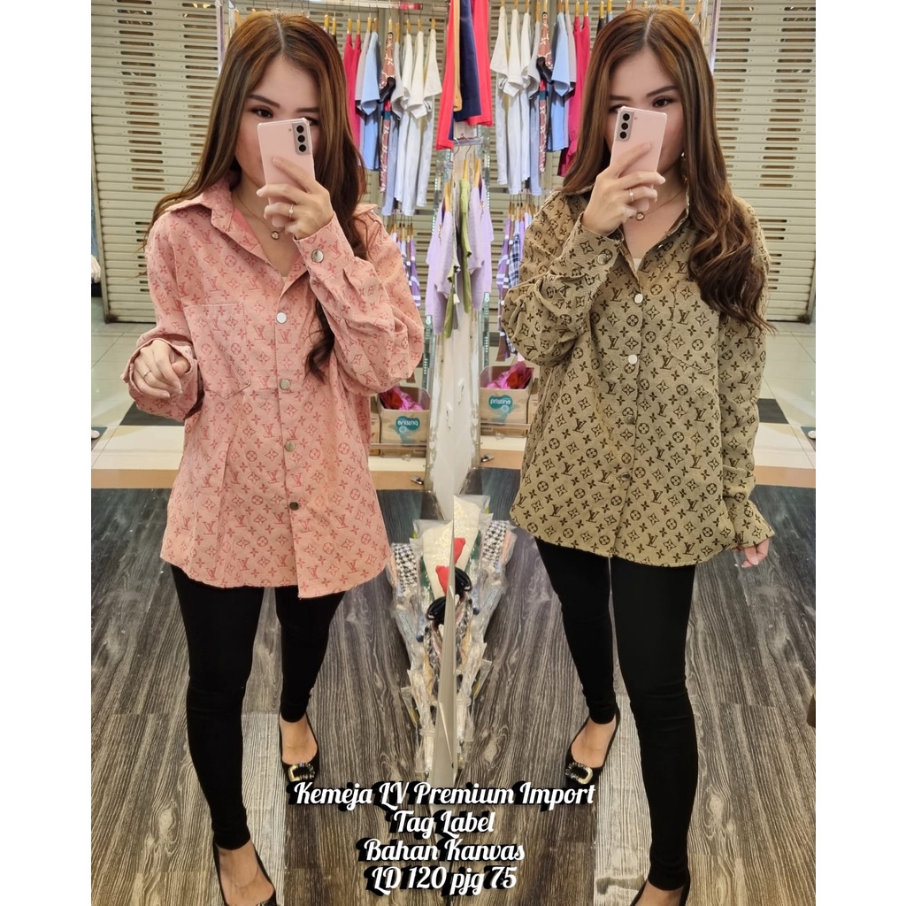Atasan Branded Import Kemeja Wanita Premium Kanvas Jumbo