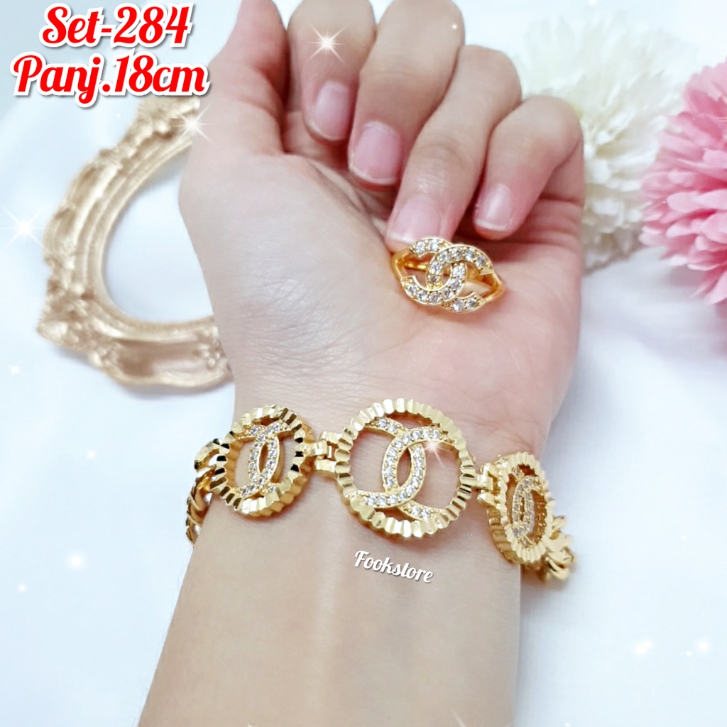 SET PERHIASAN GELANG GRATIS CINCIN CANTIK | GELANG SET AKSESORIS XUPING/COD