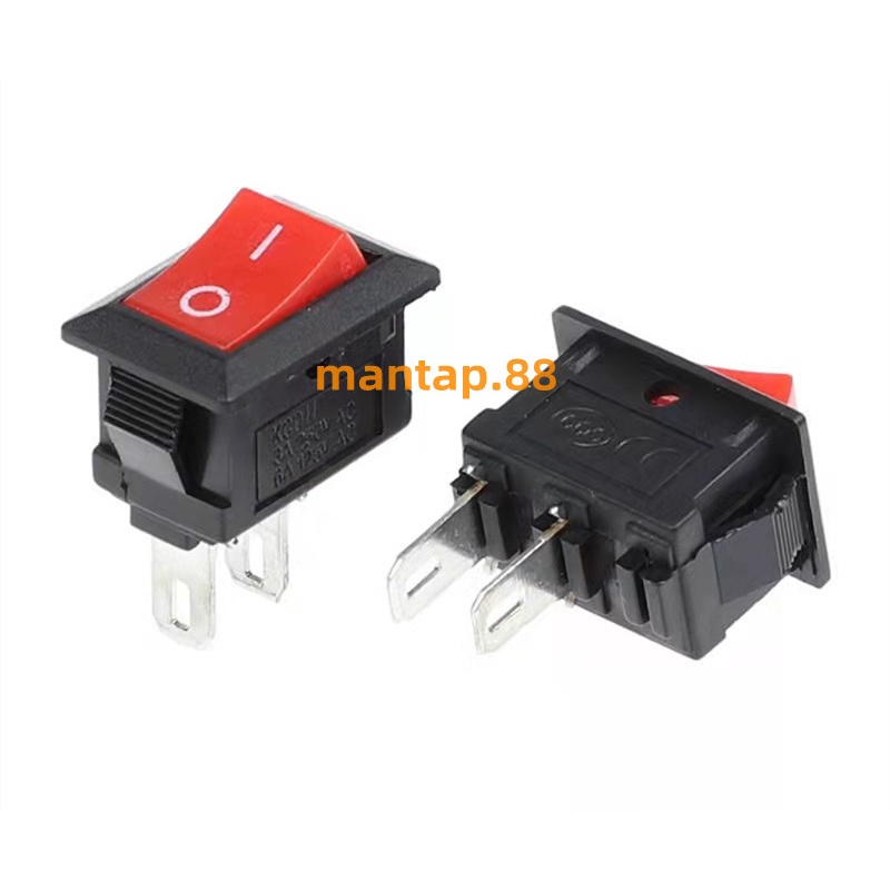 Saklar Mini Merah/Hitam 15x10mm Saklar/Rocker Switch 2 pin/kaki On/Off