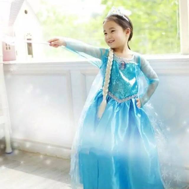 Hadiah Natal - Dress Elsa Frozen Dress anna Baju Anak Kostum anak Aksesoris elsa Komplit