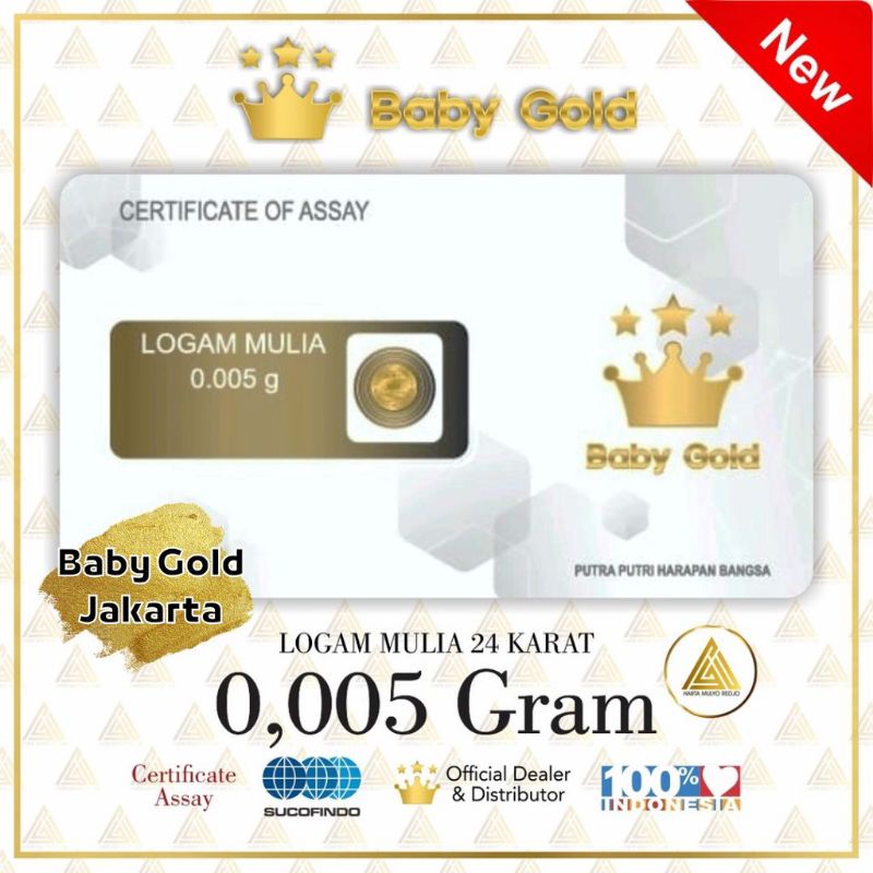 REJEKI 9393 - NEW Baby Gold Emas Mini 0,005 gram Logam Mulia 24 Karat 0.005gr BabyGold Emas Murni 24K LM
