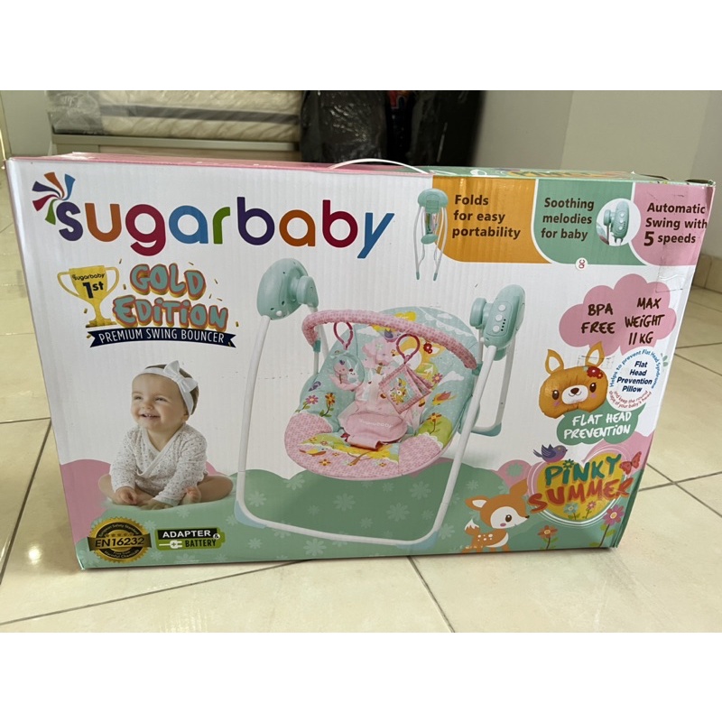[Preloved]Sugar Baby Gold Edition Premium Swing Bouncer - Pinnky Summer