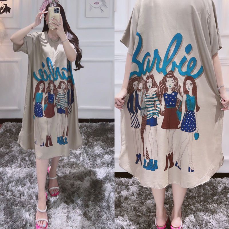 DRESS VIRAL KEKINIAN BARBIE KOREA STYLE HOMEDRESS KARAKTER RAYON JUMBO DASTER SOFIA TERBARU JUMBO