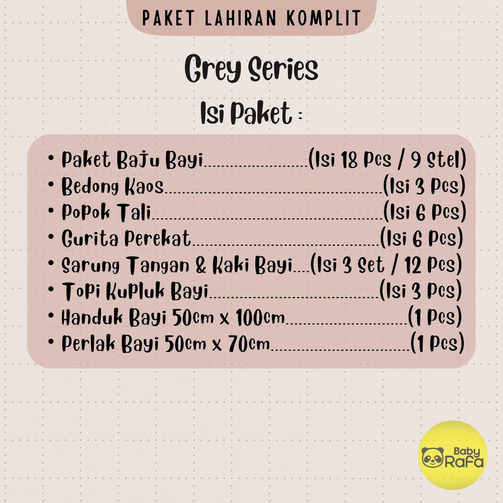 50 PCS Paket Hemat Lahiran Komplit Baju Bayi Baru Lahir Paket Hemat Brojol Baby Paket Komplit Bayi Baru Lahir Serian Abu Grey