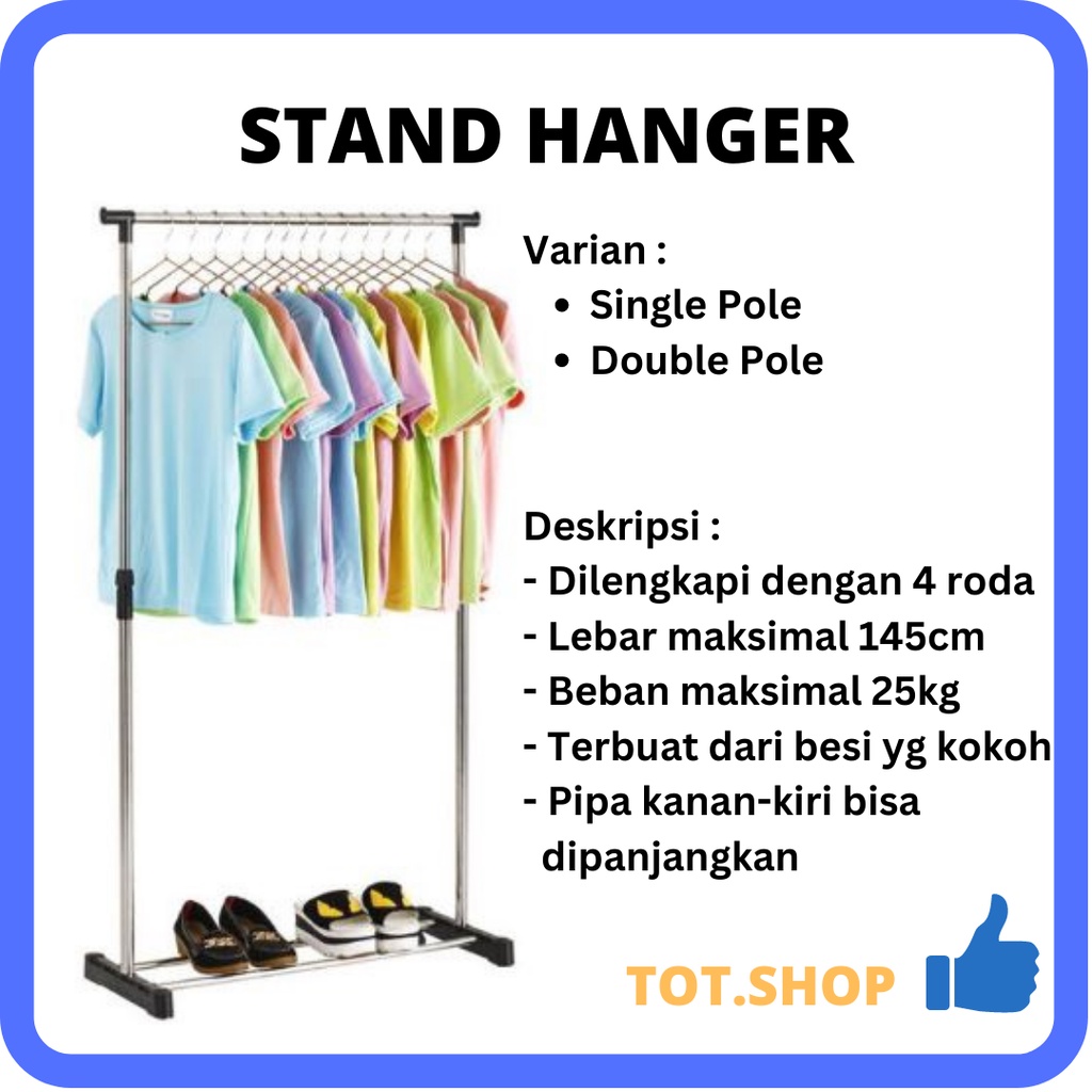 SINGLE STAND HANGER RAK GAWANG GAWANGAN JEMURAN SERBAGUNA GANTUNGAN PAKAIAN IKEA DAISO