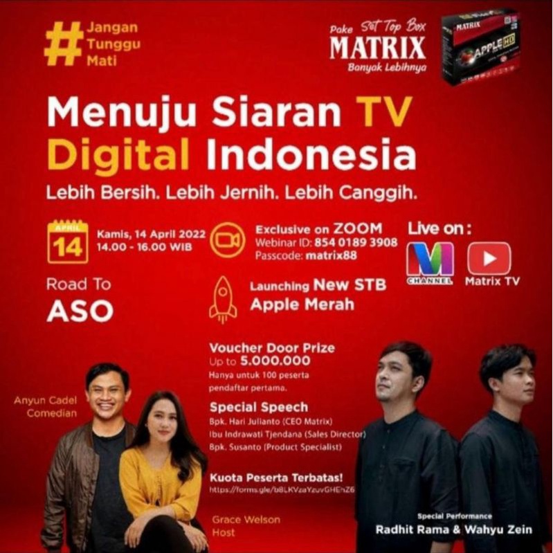 NEW SET TOP BOX STB MATRIX APPLE MERAH DVB-T2 NONTON PIALA DUNIA BARENG