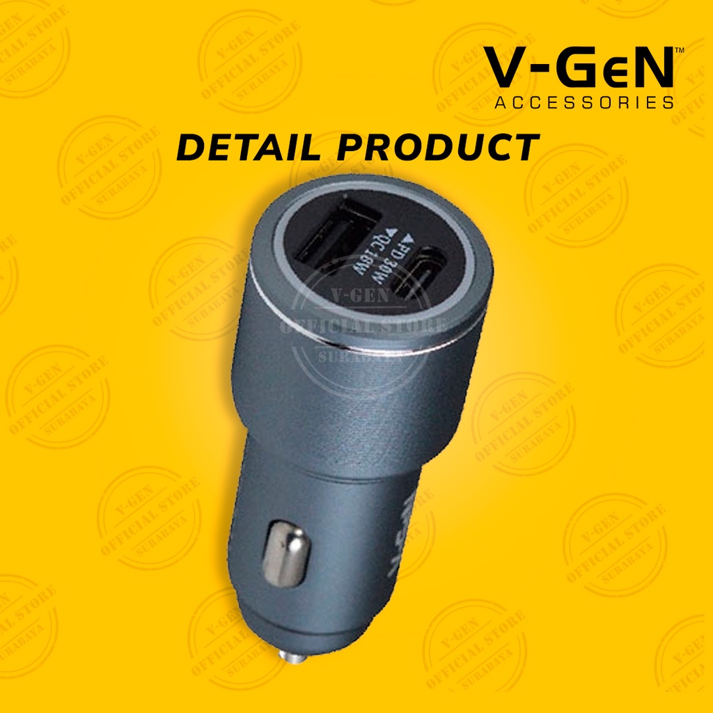 Car Charger V-GeN VCC2-27 Dual Fast Charging QC3.0 PD Type C 48W V-GeN