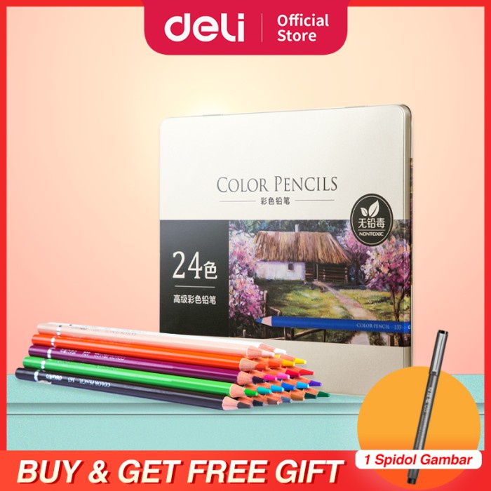 

[COD AKTIF] Deli High-grade Oil Pencil Color Pensil Warna Minyak 48/72 Warna 6567 - 24 warna