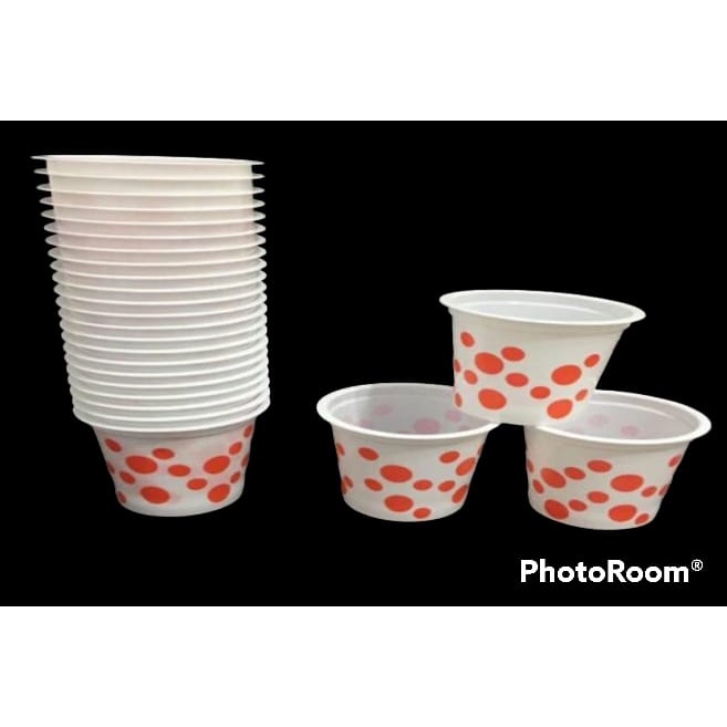 Gelas Plastik Cup Bola-Bola / Gelas Plastik Polkadot Bola Putih Mini