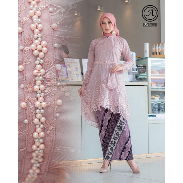 MEM&gt; STELAN TULLE KHANZA - KEBAYA AURORA PAYET - BAJU KEBAYA TULLE BORDIR - STELAN KEBAYA MODERN - KEBAYA MODERN KEKINIAN