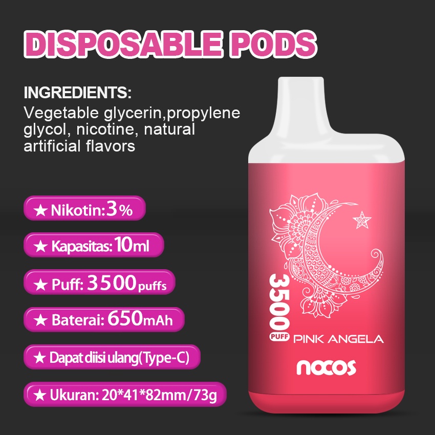 NOCOS 3500Puffs Disposable Pods Vapee sekali pakai 650mAh Charge Pod