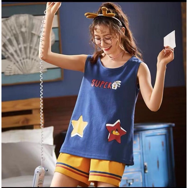 BAJU TIDUR WANITA KAOS IMPORT / PIYAMA WANITA SINGLET KAOS