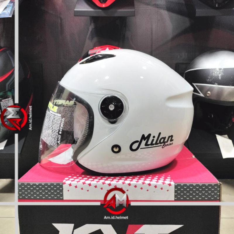 HELM BMC MILAN SOLID WHITE HALF FACE BMC HELM MILAN POLIS PUTIH