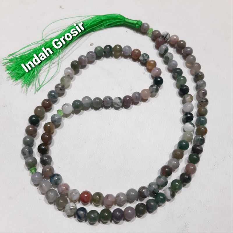 TASBIH BATU AKI HIJAU LUMUT SULIKI 6MM 99BUTIR ORIGINAL STONE