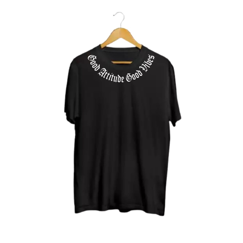 SETELAN DISTRO KAOS DAN BOXER TERBARU BAHAN TEBAL ORYGINALKAOS GOOD ATTITUD GOOD VIBES-GA HITAM TSHIRT ONLY