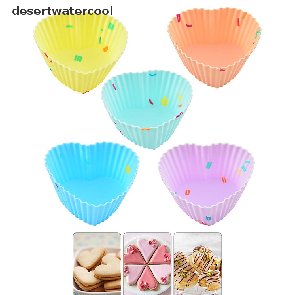 4pcs Cetakan Cupcake Muffin Bentuk Hati Bahan Silikon