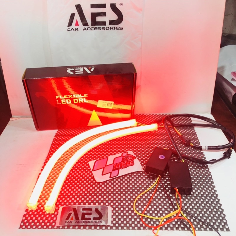 Lampu alis AES SPYDER DRL 2 mode sein running 30cm