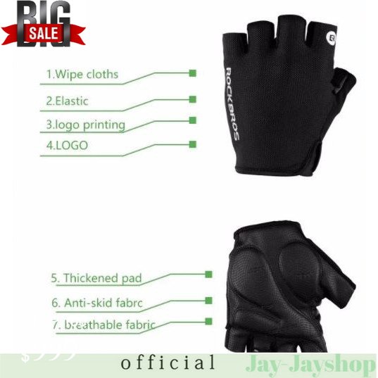 Rockbros Sarung Tangan Sepeda Olahraga S106 Gel PAD Pria Wanita Half Finger Glove TERLARIS