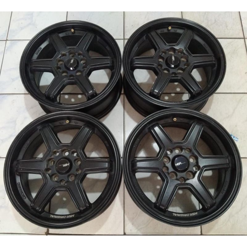 Velg Mobil Bekas HSR MINAS Ring 15 Hole 5X114,3 5X100 ET40 Black Lebar 65 Untuk Mobil Ertiga Serena 