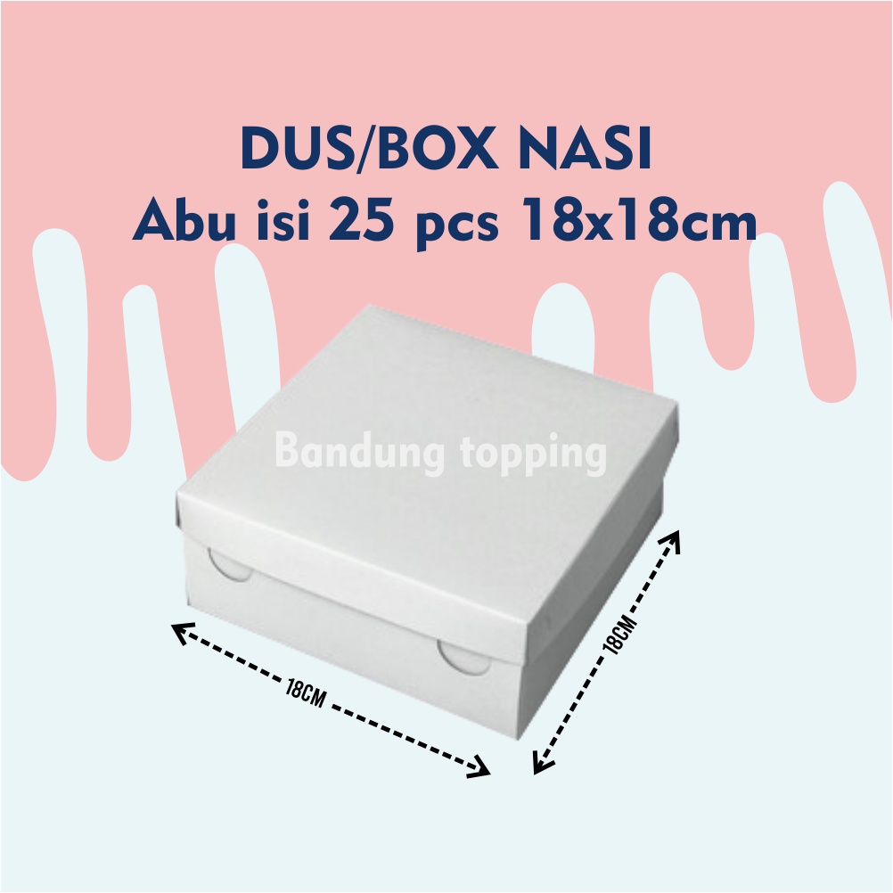 Dus/Box Nasi Abu isi 25pcs 18x18cm