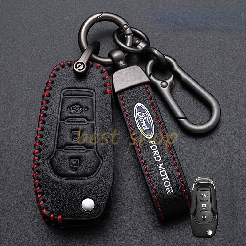 Ford Ranger Kulit Sarung Kunci Mobil Remote Key Case Shell Holder Kantong Key Fob Keychain Untuk Ford Ranger Ecosport Focus