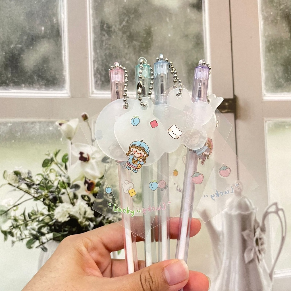 PULPEN GANTUNGAN STIKER AKRILIK IMUT LUCU TINTA HITAM HARGA TERMURAH PEN GANTUNGAN STICKER CUTE ALAT
