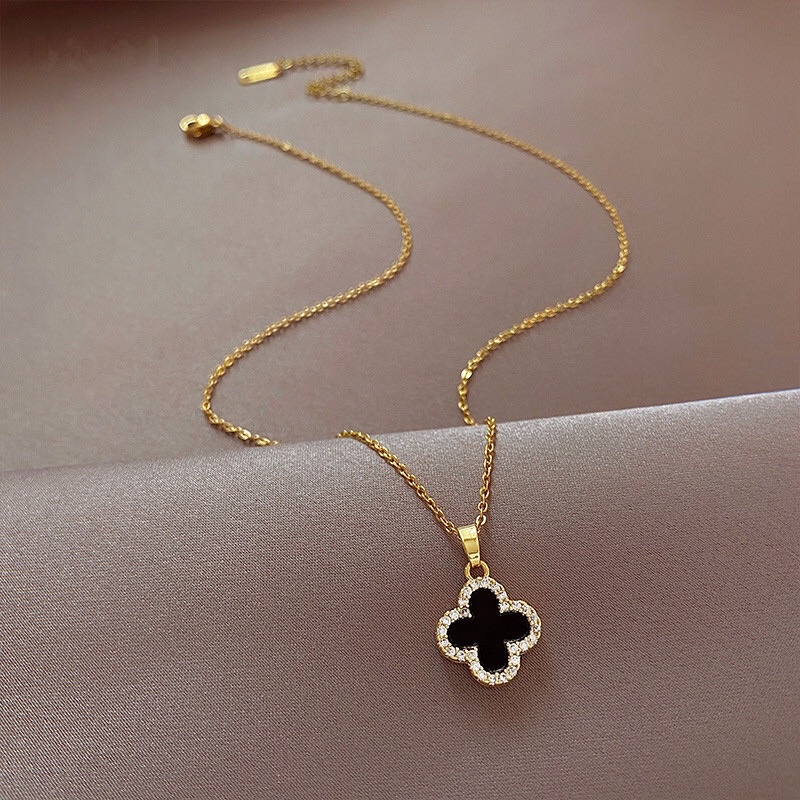 Kalung Titanium Lv Mata Tanam Korea Style Elegan Fashion Premium