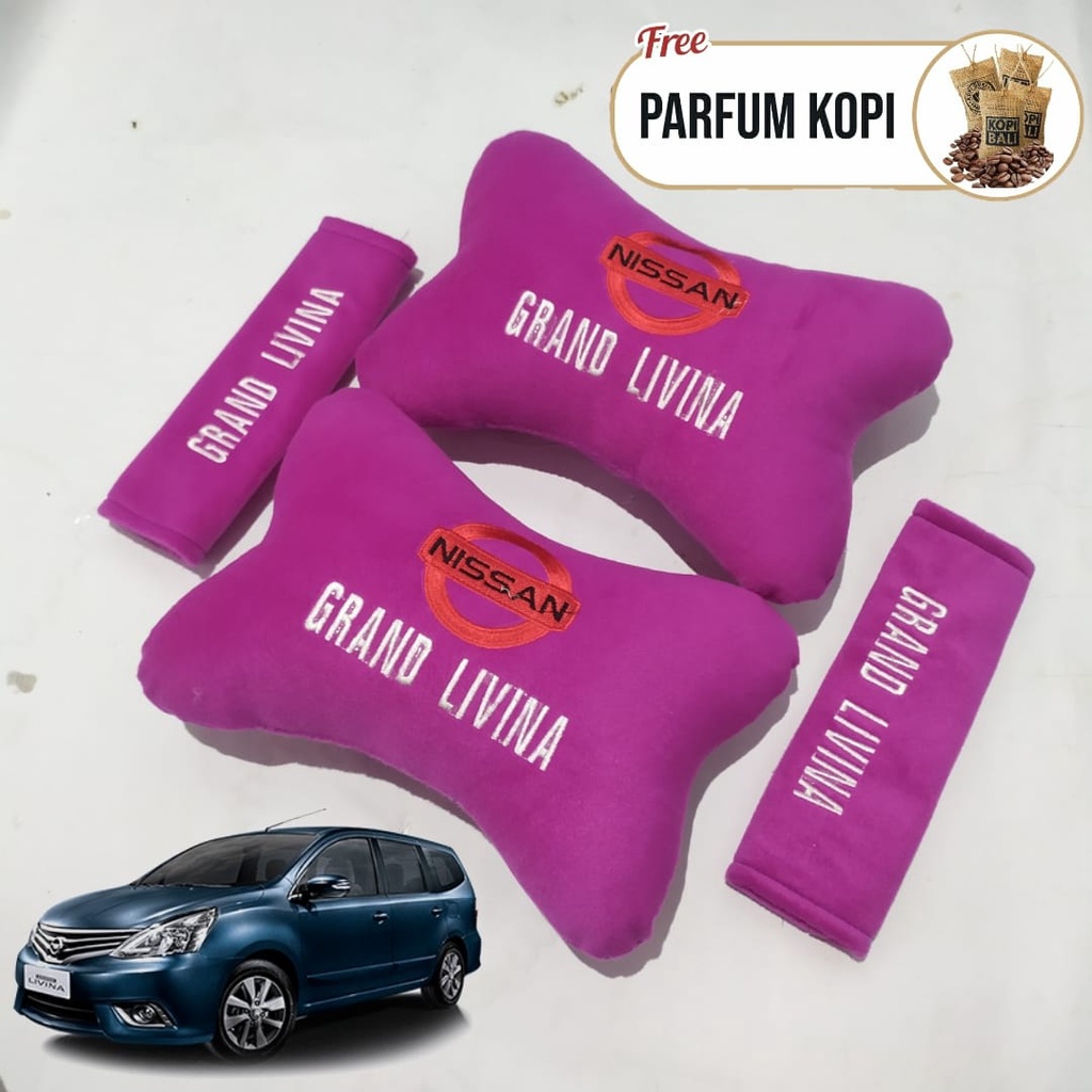 Bantal mobil grand Livina ungu
