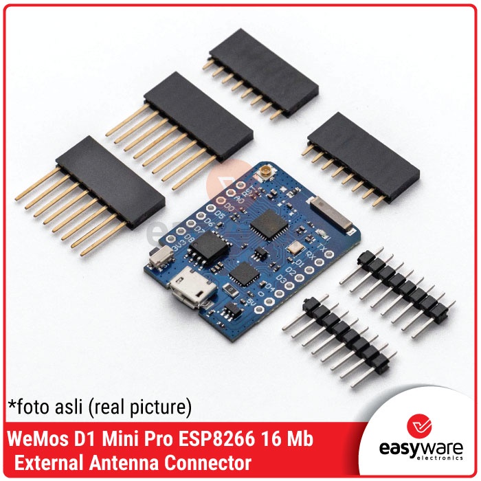 WeMos D1 Mini Pro ESP8266 16MB Board with External Antenna Connector