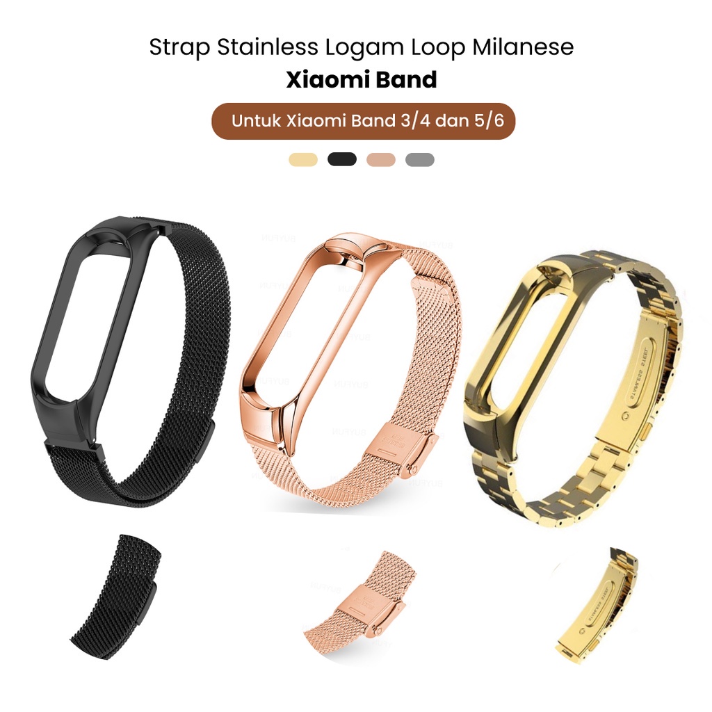 Strap MiBand Metal Stainless Band Xiaomi Band 3 4 5 6 Milanese Loop Strap