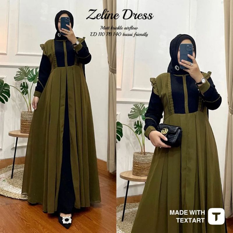 Zeline Dress Gamis crinkel Ori Label madani