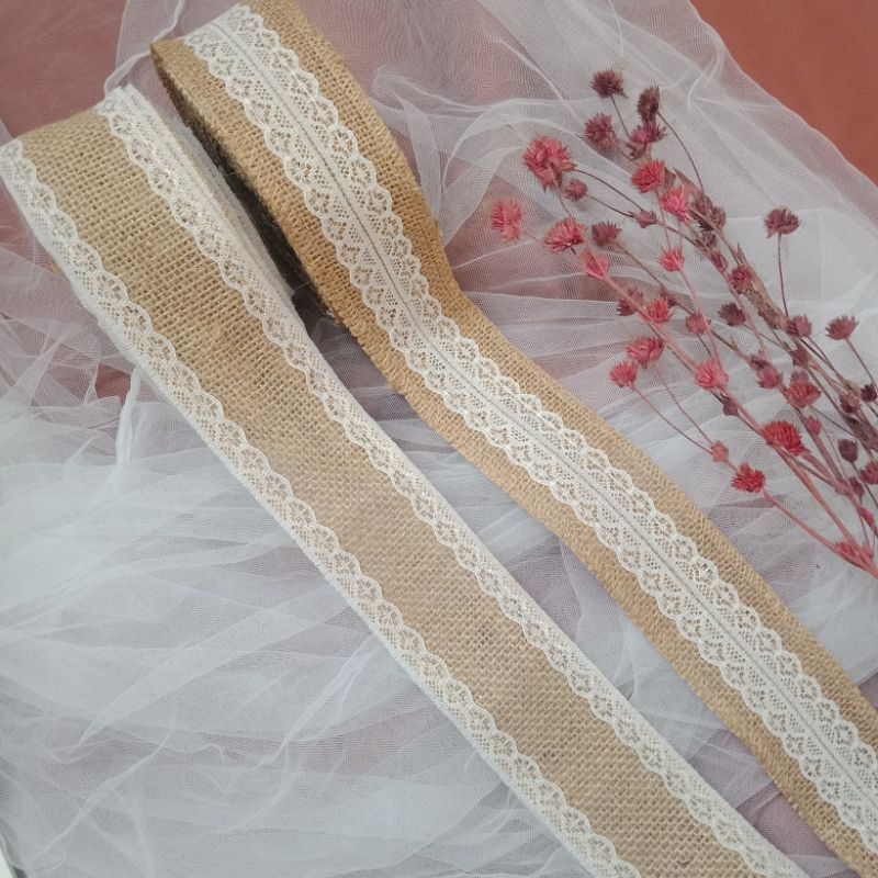 

Pita Burlap Renda Kain Goni-Pita Kado Renda Goni Permeter