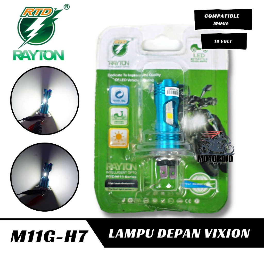 Lampu Depan Motor Rayton M11G-H7 2 LED Blue Devil DE Headlamp RTD