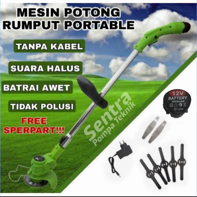 mesin potong rumput batrai cordless Mesin potong rumput portable barang laris