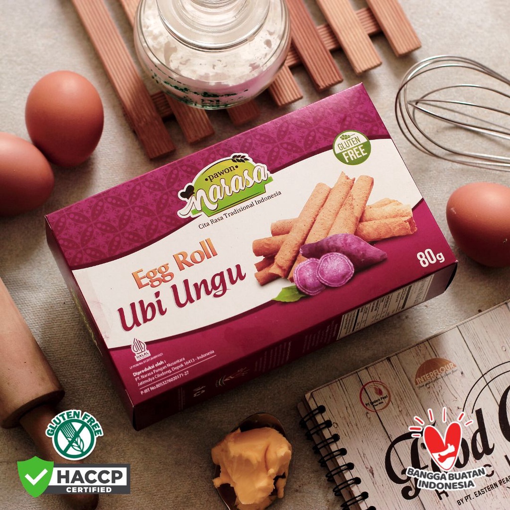 

Biscuit Gluten Free - Egg Roll UBI UNGU (80 g) - Pawon Narasa