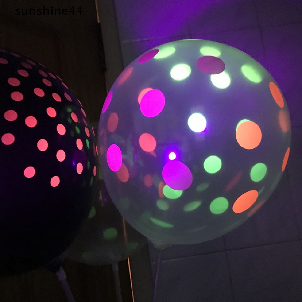 Sunshine 10pcs Balon Bentuk Bintang / Titik Neon / Luminous Warna-Warni