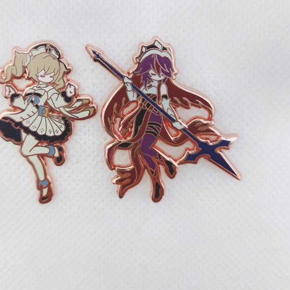Genshin Impact Cute Character Hard Enamel Pin - Rose Gold part II - bennet