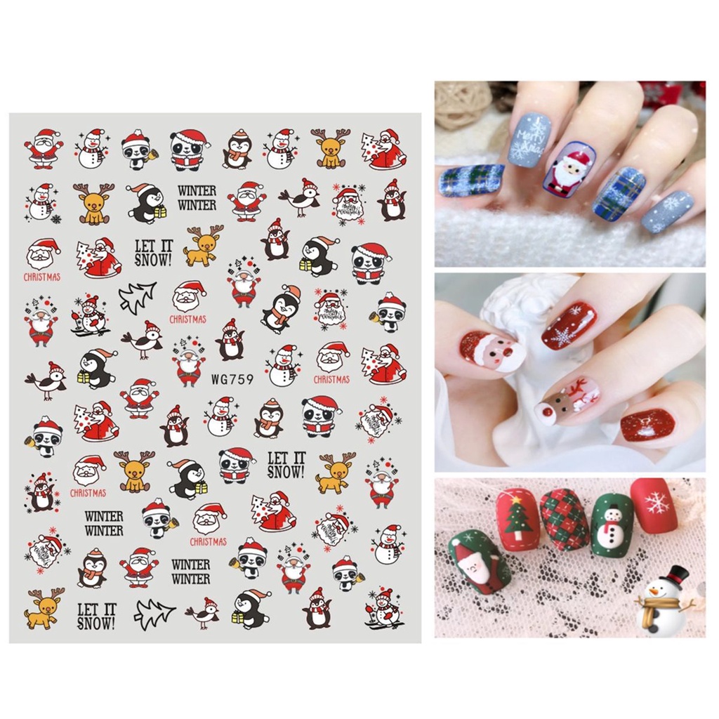 Stiker Nail Art Holografik Tidak Pudar Motif Salju Putih Dengan Perekat Untuk Perempuan