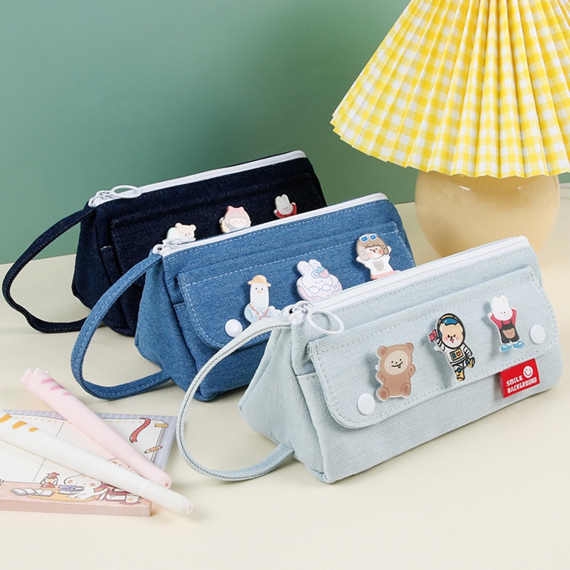 

Kawaii Pencil Case Big Korean Pencil Bags Stationery For Girls Random Brooch Pen Case Trousse Scolai