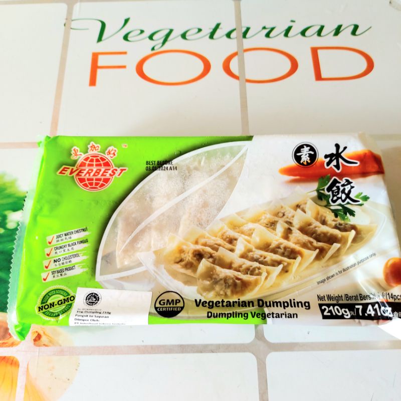 

VEGETARIAN DUMPLING, 210g, ISI 14 PCS, ( FROZEN FOOD), HALAL, VEGAN, EVERBEST