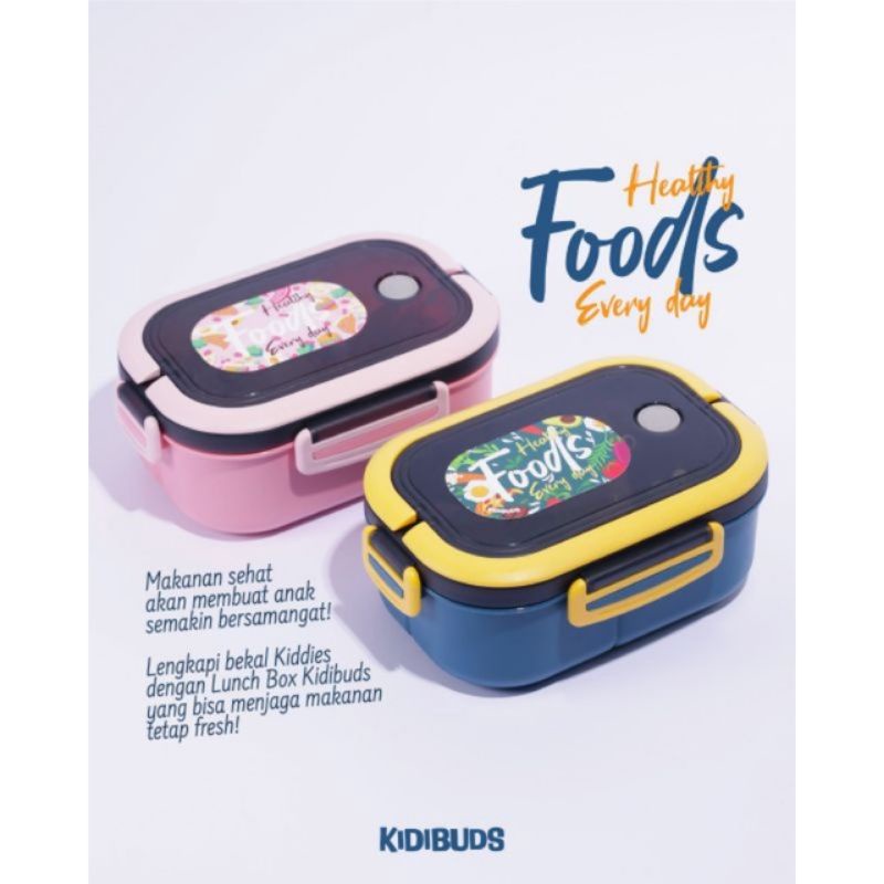 Lunchbox | Lunchset | Kotak Makan Kidibuds Warna Biru - LB007 | Pink - LB008