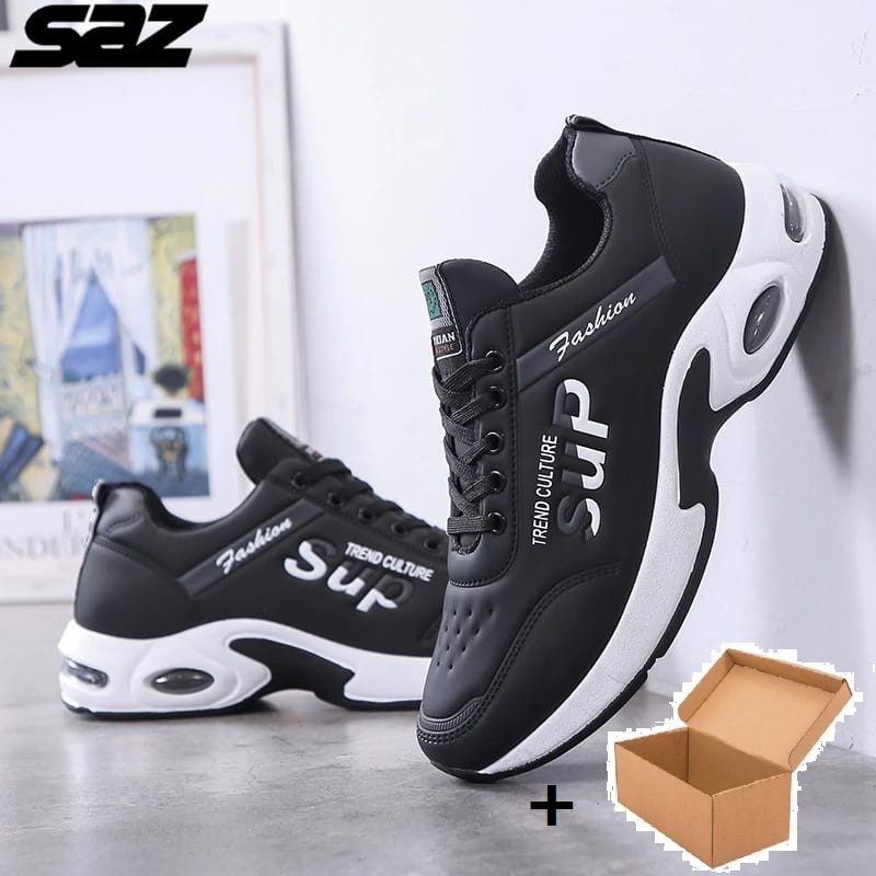 [HARGA GROSIR] Sepatu Sneakers Casual Sport Sup Trend Culture Fashion BEST SELLER-Hitam + Box
