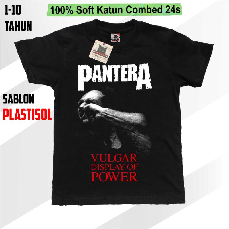 Kaos Band Anak Pantera Vulgar Display of Power Baju Pendek Laki Perempuan  Hitam Unisex Katun Musik 