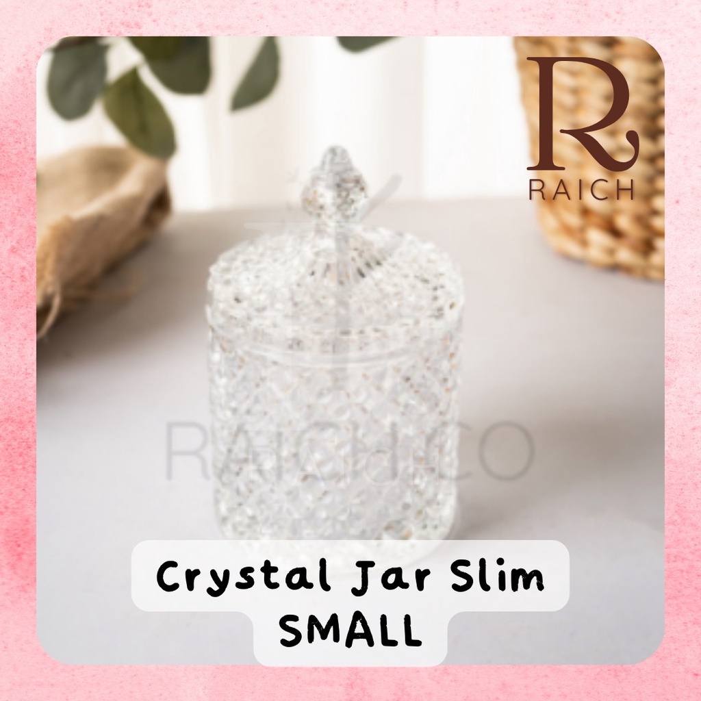 Crystal Jar Slim Small Jar Souvenir Wadah Permen Kaca Sugar Container Tempat Bumbu Estetik Crystal Tempat Lilin Jar Candle