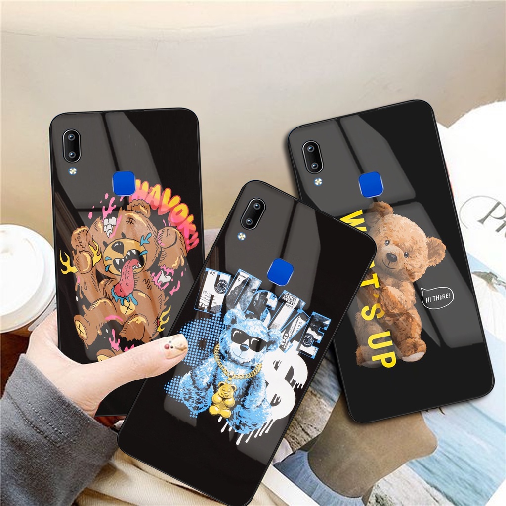 Softcase Glass Kaca BEARS [SF102] VIVO Y91/Y93/Y95 Terbaru Casing Handphone-Pelindung Handphone-Akse