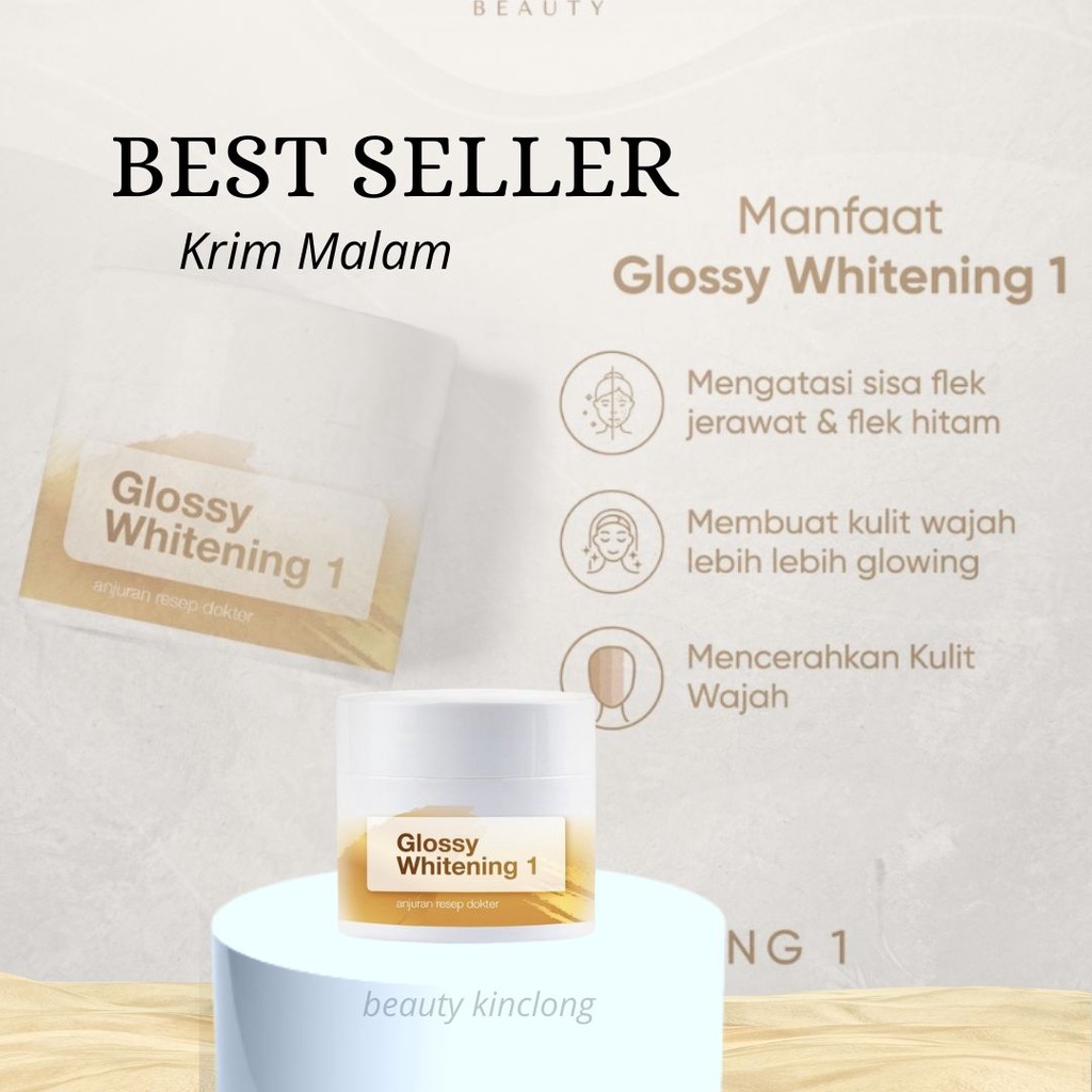 Krim Malam Glossy Whitening 1 Untuk Flek Glossy Face Beauty