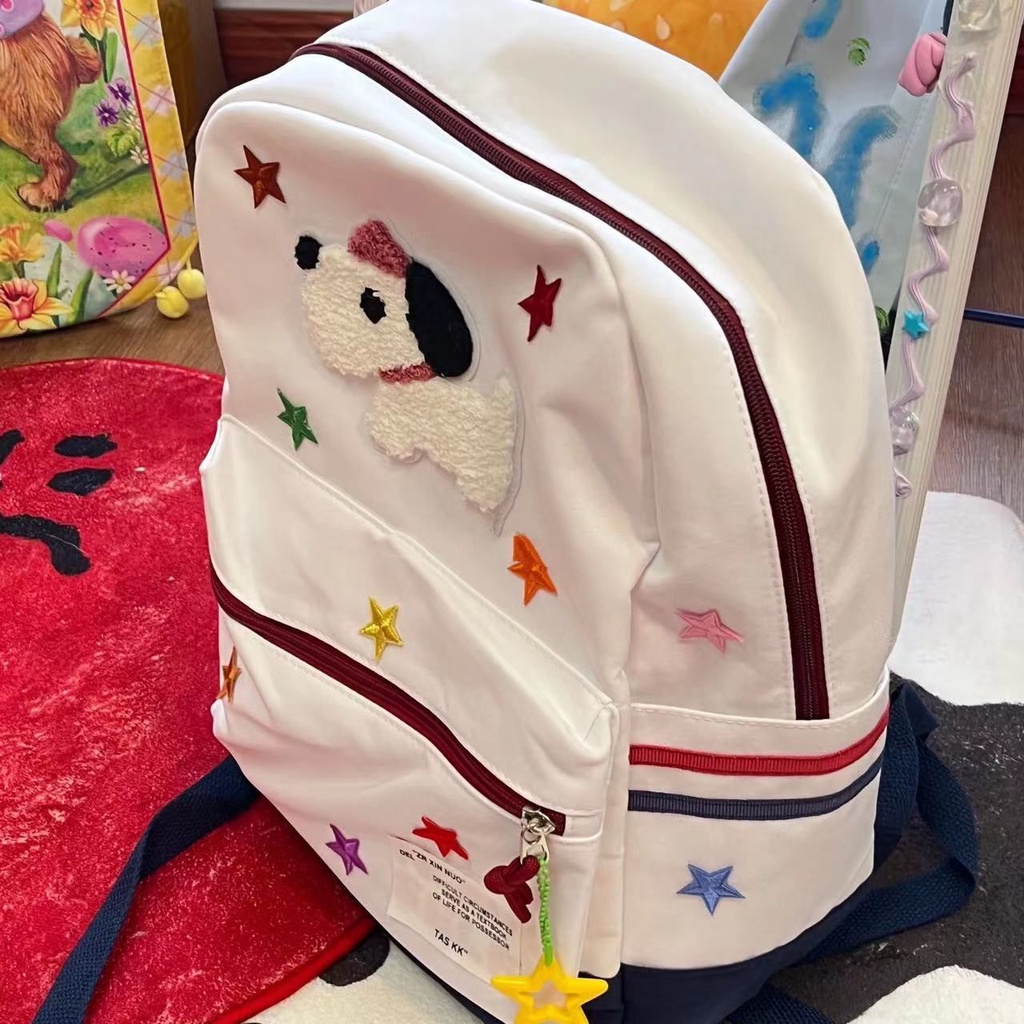 ☎♚Gadis pedas asli ins American puppy tas ransel bintang lucu musim gugur dan musim dingin tas komuter berkapasitas besar