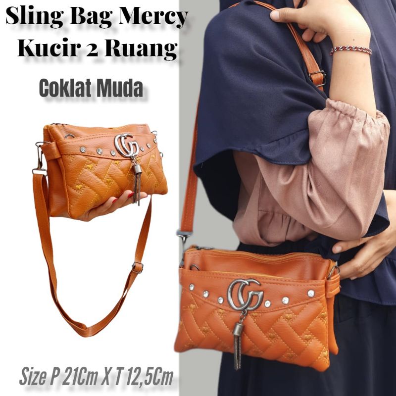 MERCY SLINGBAG 2 RUANG /TAS SLEMPANG ACCECORIES DAPAT RANDOM