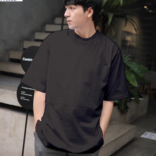 Kaos Polos Oversize Pria / Kaos Polos Combed 24s Oversize - HITAM - Hitam, M