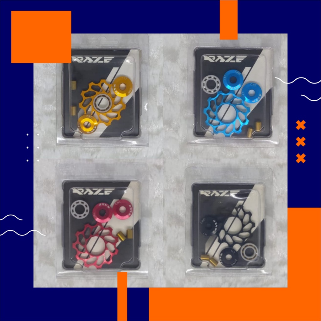 Pulley Rd Sepeda 11T Alloy Cnc Ceramic Raze Hitam Merah Biru Gold